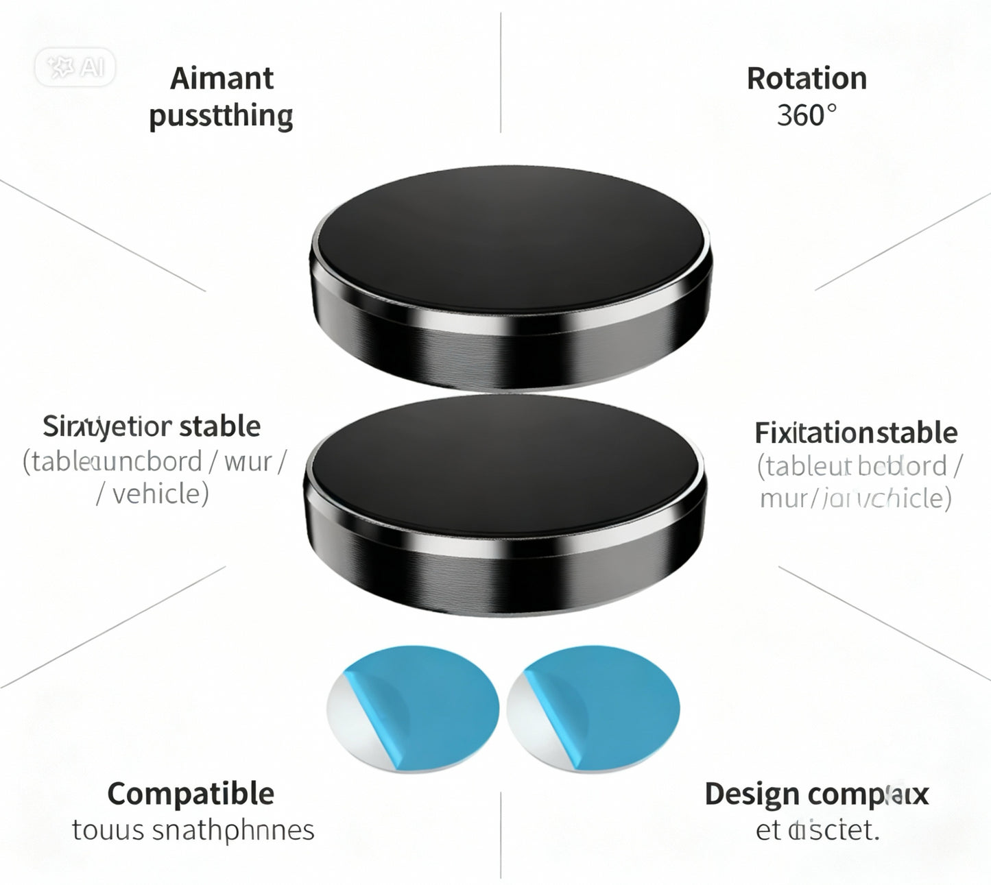 Lot de 3 Aimants Téléphone Ultra-Puissants – Fixation Rapide & Universelle