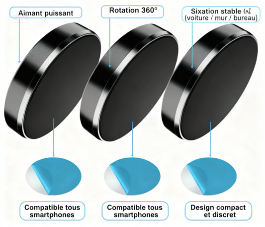 Lot de 3 Aimants Téléphone Ultra-Puissants – Fixation Rapide & Universelle